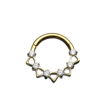 Inel nazal din aliaj de titan cu zirconiu încrustat, formă de picătură, puritate G23 (ASTM F136), piatră fin sculptată