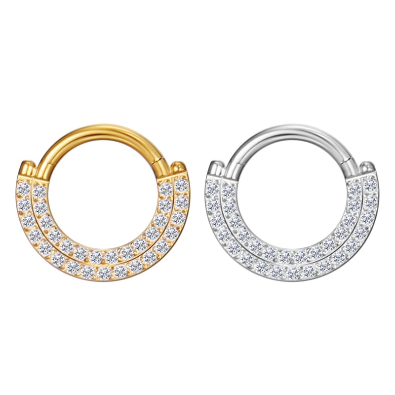 Носна халка и септум обици - 316L неръждаема стомана, кръгъл стил, CNC обработка на камъни, кристали 5A циркон