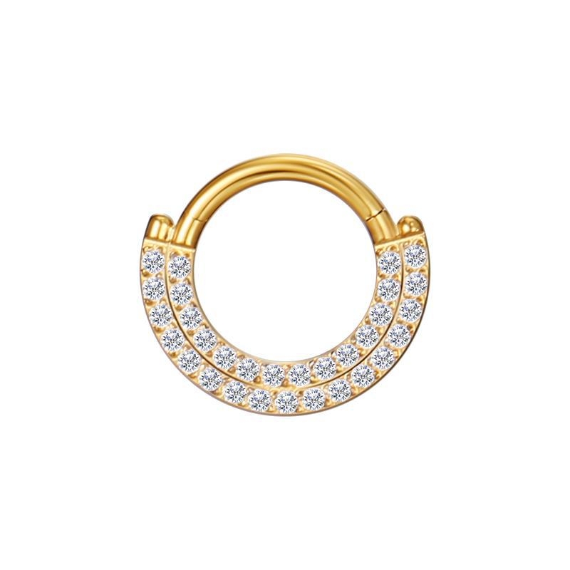 Носна халка и септум обици - 316L неръждаема стомана, кръгъл стил, CNC обработка на камъни, кристали 5A циркон