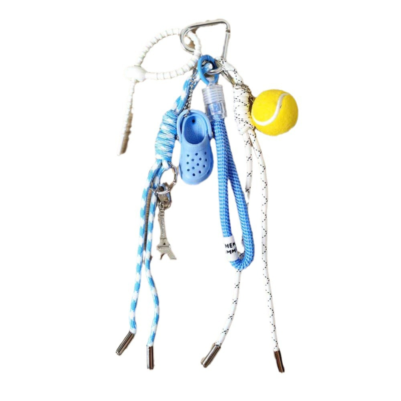 Ключодържател Teddy от въже с мотиви на Айфеловата кула и тенис за унисекс чанти