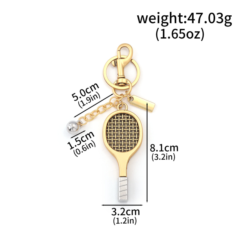 Pandantiv breloc din aliaj, în formă de rachetă de tenis – N-BG00290, Stil INS, charm pentru cheia mașinii