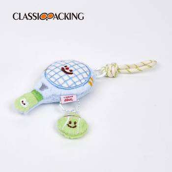 Карикатурен плюшен аксесоар във вид на тенис ракета - Унисекс висулка за чанта - Полиестер, Карикатурен дизайн, Персонализируемо