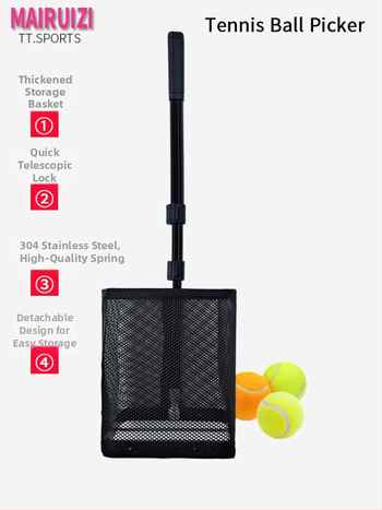 Prenosný teleskopický zberač tenisových loptičiek, odnímateľný, nastaviteľný uhol, model 89-45; materiál: Iné; špecifikácia: Predvolená položka; vhodný šport: Tenis