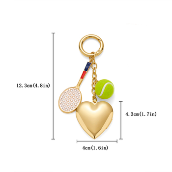 Ключодържател от мед със електроплакиране, спортен стил, сърцевиден мотив, пролет 2025