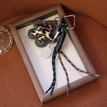 Pandantiv decorativ pentru geantă, handmade, PU piele, model plante și flori, design original, accesorii pentru bagaje