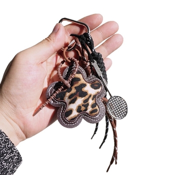 Pandantiv decorativ pentru geantă, handmade, PU piele, model plante și flori, design original, accesorii pentru bagaje