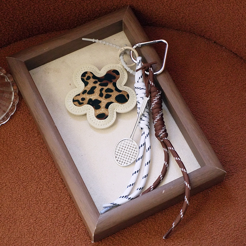 Pandantiv decorativ pentru geantă, handmade, PU piele, model plante și flori, design original, accesorii pentru bagaje