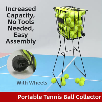 Prenosný kolieskový kôš na tenisové loptičky, skladací, železná konštrukcia, vhodný pre tenis aj badminton