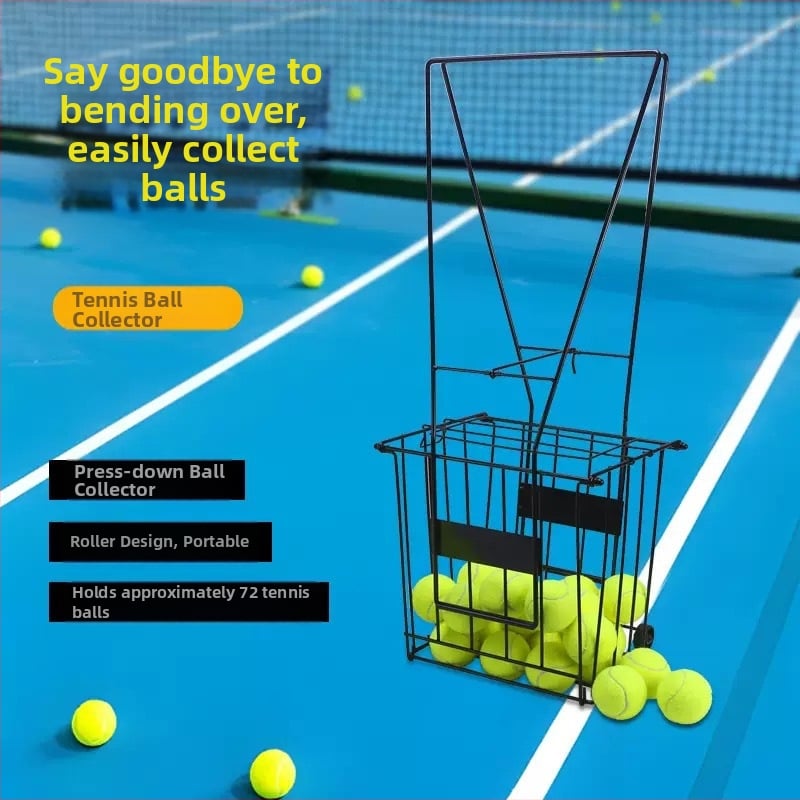 Prenosný kolieskový kôš na tenisové loptičky, skladací, železná konštrukcia, vhodný pre tenis aj badminton