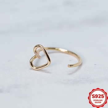 Clip nazal fără piercing, formă inimă, argint 925, zirconiu încrustat, placare electroplatină