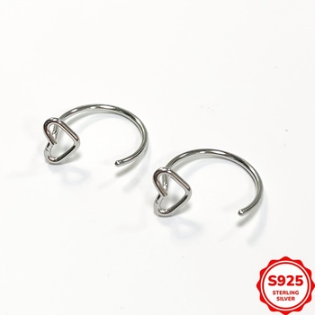 Clip nazal fără piercing, formă inimă, argint 925, zirconiu încrustat, placare electroplatină