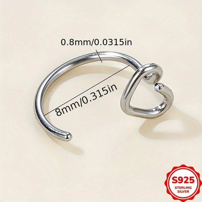 Clip nazal fără piercing, formă inimă, argint 925, zirconiu încrustat, placare electroplatină