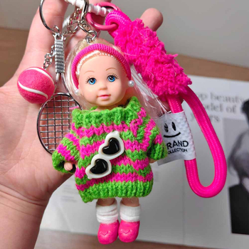 Ключодържател за чанта в стил Ins с кукла BJD — Tiny; ключодържател с въже; смесени материали; индивидуално опакован