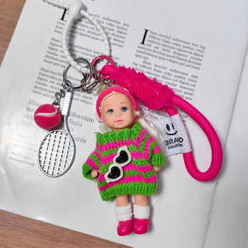 Ключодържател за чанта в стил Ins с кукла BJD — Tiny; ключодържател с въже; смесени материали; индивидуално опакован