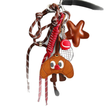 Кожен ключодържател талисман за чанта с кроасан форма, смесени материали, Инс стил, аксесоар за багаж, пролет 2024