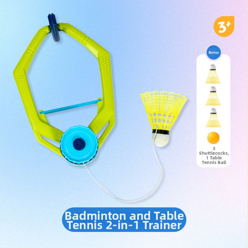 Tréner na badminton s odrazovou líniou – 2v1 plastové zariadenie pre vnútornú samostatnú prípravu (Cool Boy)