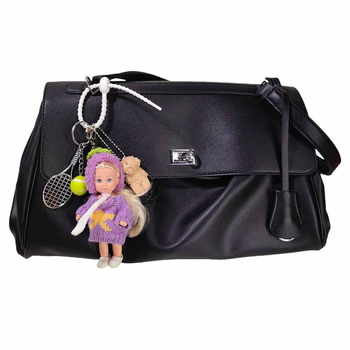 Tiny корейски стил сладък плюшен ключодържател с глава патладжан, дизайн тенис-мече, смесени материали, индивидуално опакован