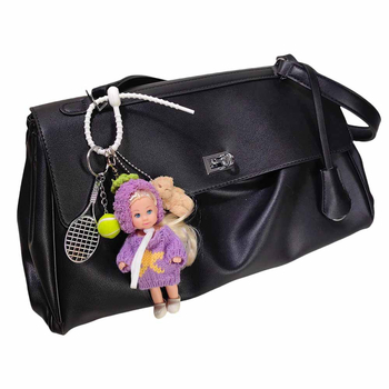 Tiny корейски стил сладък плюшен ключодържател с глава патладжан, дизайн тенис-мече, смесени материали, индивидуално опакован