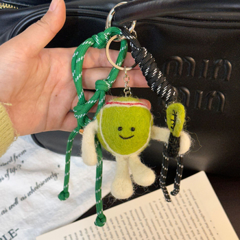 Ключодържател с тенис мотив, ръчно изработен от чиста вълна, модерен градски стил