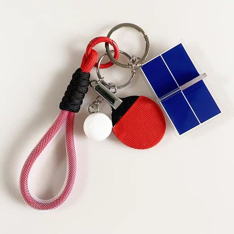 Спортен ключодържател - тема бадминтон и тенис на маса, багажна висулка, DIY сувенир (Полу‑ръчна обработка; Форма: багажна висулка; Стил: персонален; Есен 2025)