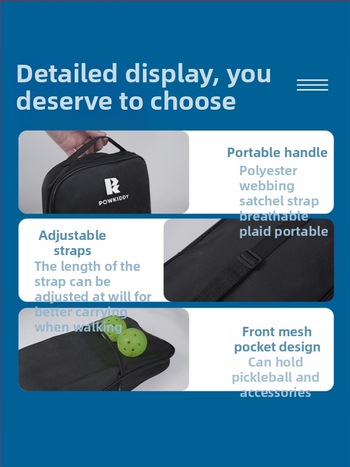 Taška na uloženie pickleball rakety z Oxford látky, ochrana proti poškriabaniu a opotrebeniu, prenosná s nastaviteľným remienkom, veľká kapacita, Davis