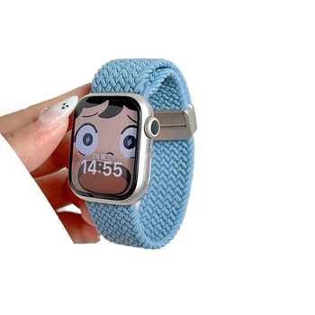 Brățară de ceas din nylon împletit, elastică, cu închidere magnetică, compatibilă cu Apple Watch; dimensiuni ale interfeței reglabile; stil de afaceri.