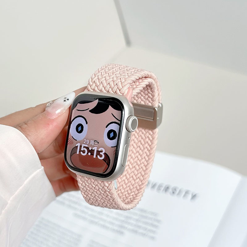 Brățară de ceas din nylon împletit, elastică, cu închidere magnetică, compatibilă cu Apple Watch; dimensiuni ale interfeței reglabile; stil de afaceri.