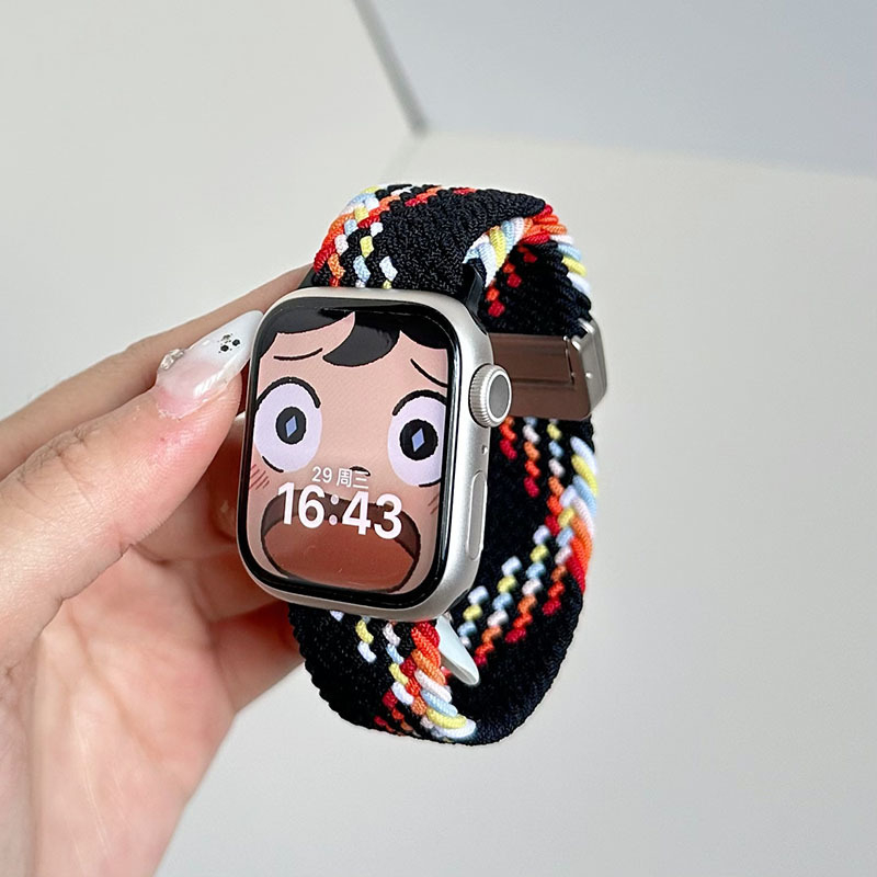 Brățară de ceas din nylon împletit, elastică, cu închidere magnetică, compatibilă cu Apple Watch; dimensiuni ale interfeței reglabile; stil de afaceri.