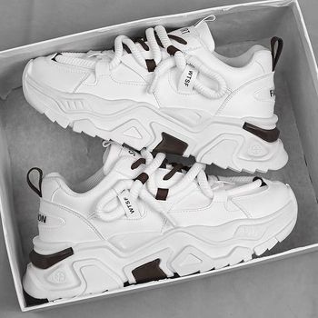 Обувки за мъже с дебела подметка - PU горна част, EVA стелка, връзки, повишаване на височината