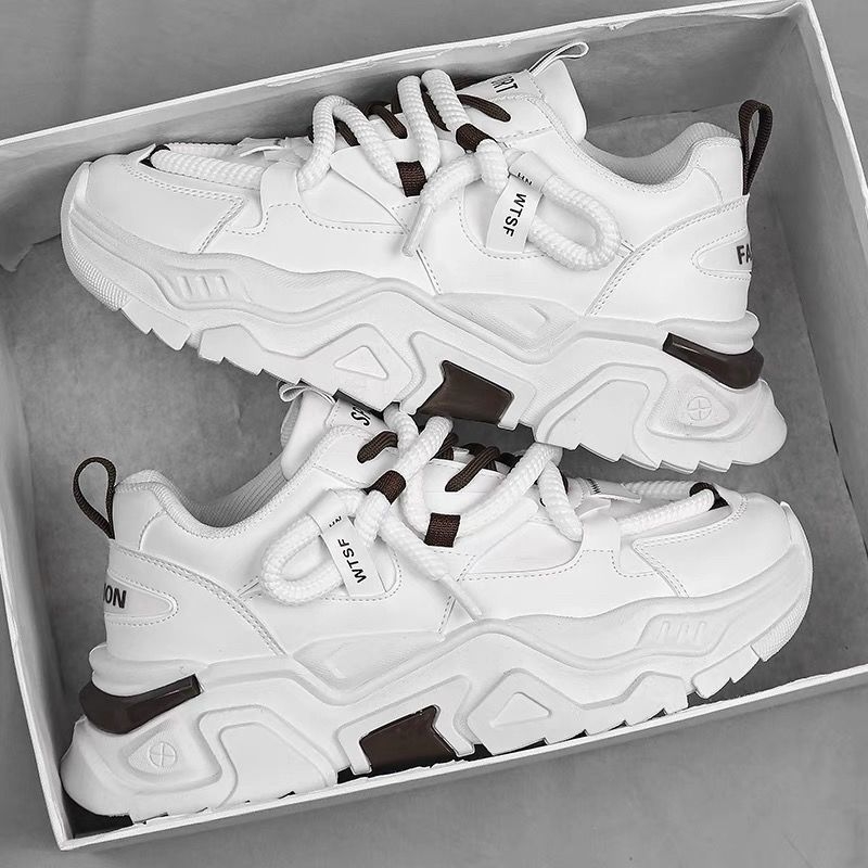 Обувки за мъже с дебела подметка - PU горна част, EVA стелка, връзки, повишаване на височината