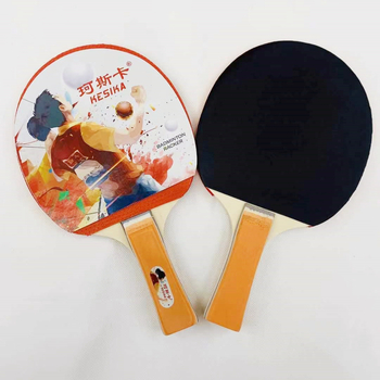 Ракетка за тенис на маса, липова основа, гума с положително залепване, прав удар, печат на лого