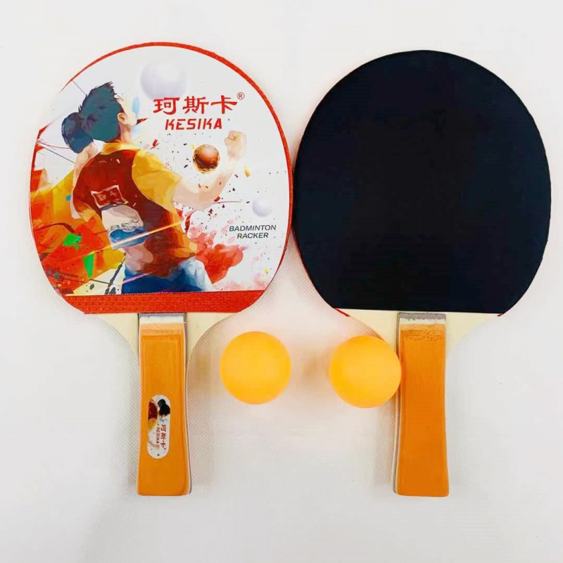 Ракетка за тенис на маса, липова основа, гума с положително залепване, прав удар, печат на лого