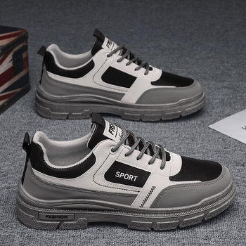 Vīriešu ikdienas sneakers no mākslīgās ādas, elpojoša tīkla iekšējā odere, šņorēm, zems profils, gumijas zole