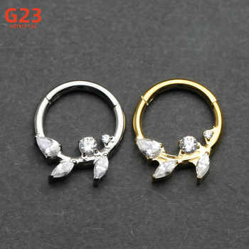 Inel nazal din titan G23, formă frunză, electroplacare, unisex, stil modern