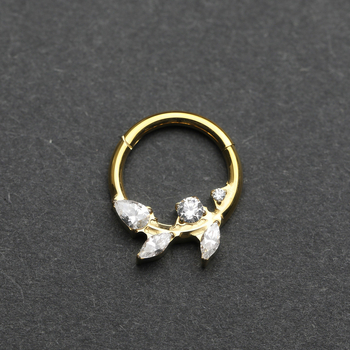 Inel nazal din titan G23, formă frunză, electroplacare, unisex, stil modern