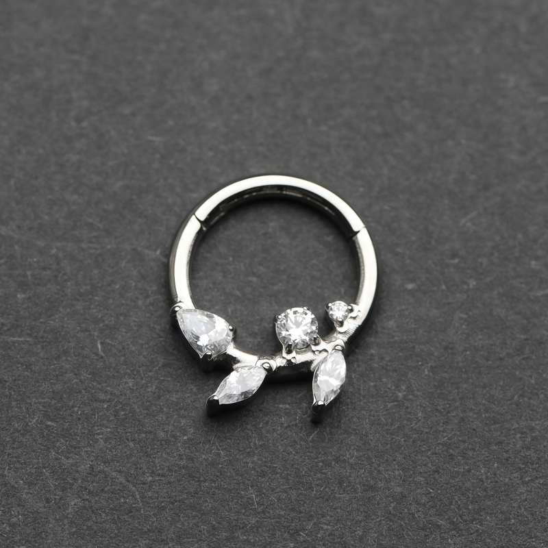 Inel nazal din titan G23, formă frunză, electroplacare, unisex, stil modern