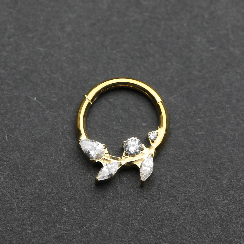 Inel nazal din titan G23, formă frunză, electroplacare, unisex, stil modern