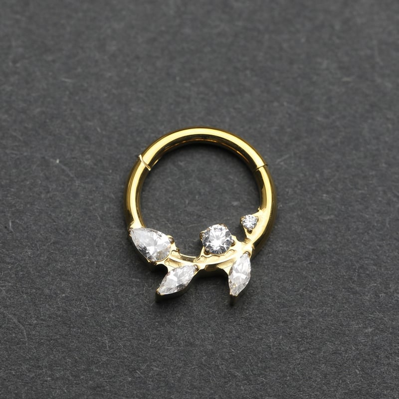 Inel nazal din titan G23, formă frunză, electroplacare, unisex, stil modern