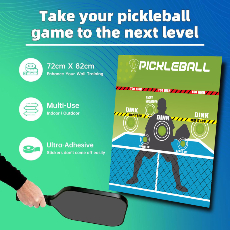 Пикълбол тренировъчна подложка със стенен стикер, повърхност от хартия с покритие