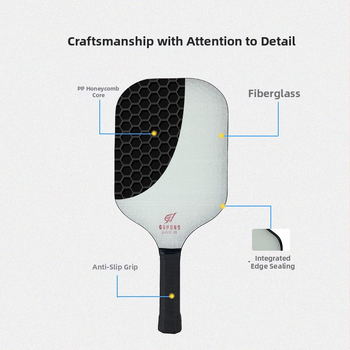 Fiberglass pickleball raketa – bezrámová konštrukcia, integrovaná konštrukcia, PP honeycomb core, ľahké telo, 200 g