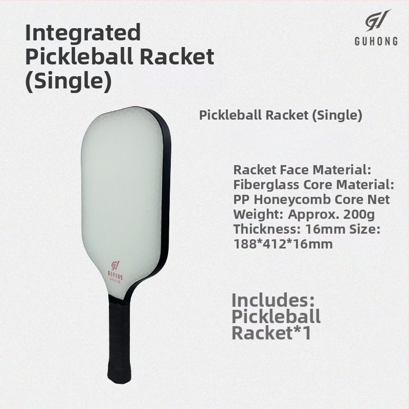 Fiberglass pickleball raketa – bezrámová konštrukcia, integrovaná konštrukcia, PP honeycomb core, ľahké telo, 200 g