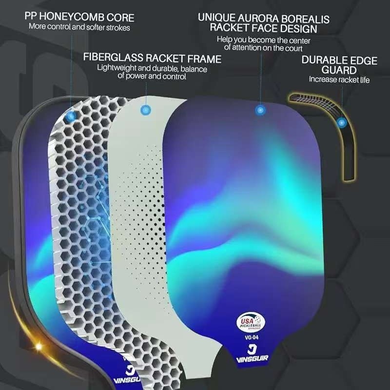 Детски комплект ракети за pickleball от карбоново влакно, тегло 220 g, марка Heli Sporting Goods