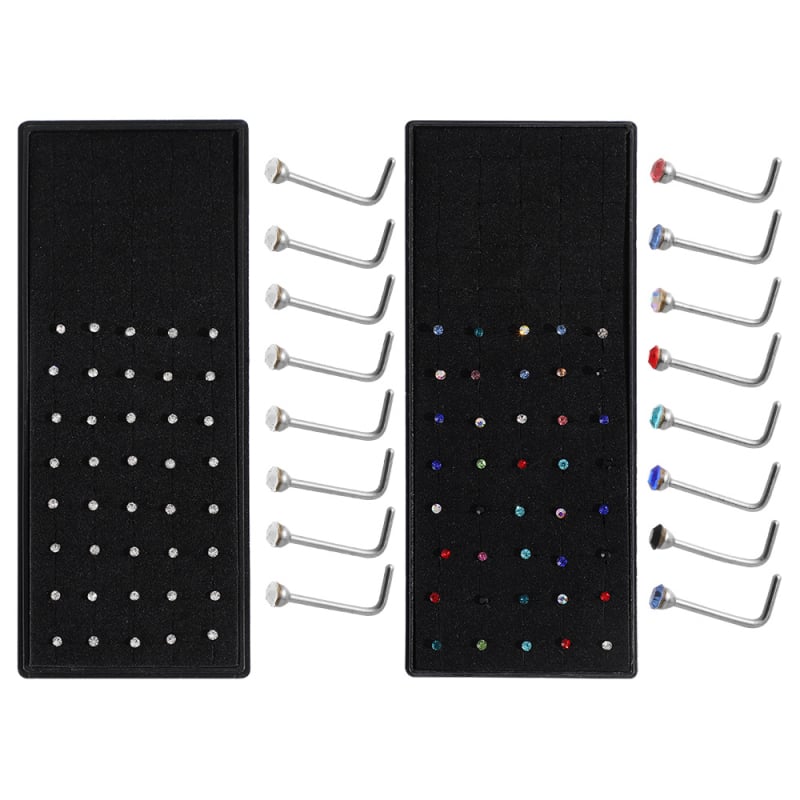 Set piercing nazal - 40 bucăți din oțel inoxidabil, placare electrolitică, formă geometrică, unisex