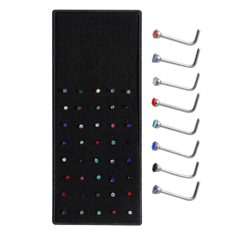 Set piercing nazal - 40 bucăți din oțel inoxidabil, placare electrolitică, formă geometrică, unisex