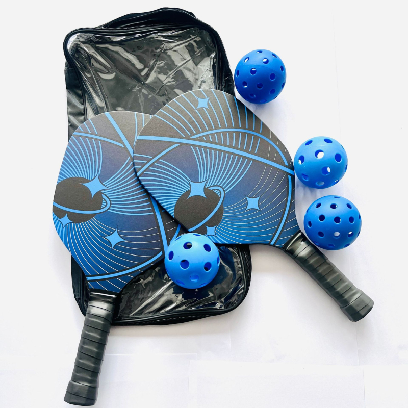 Set de pickleball din lemn MIPICK: 2 rachete și 4 mingi