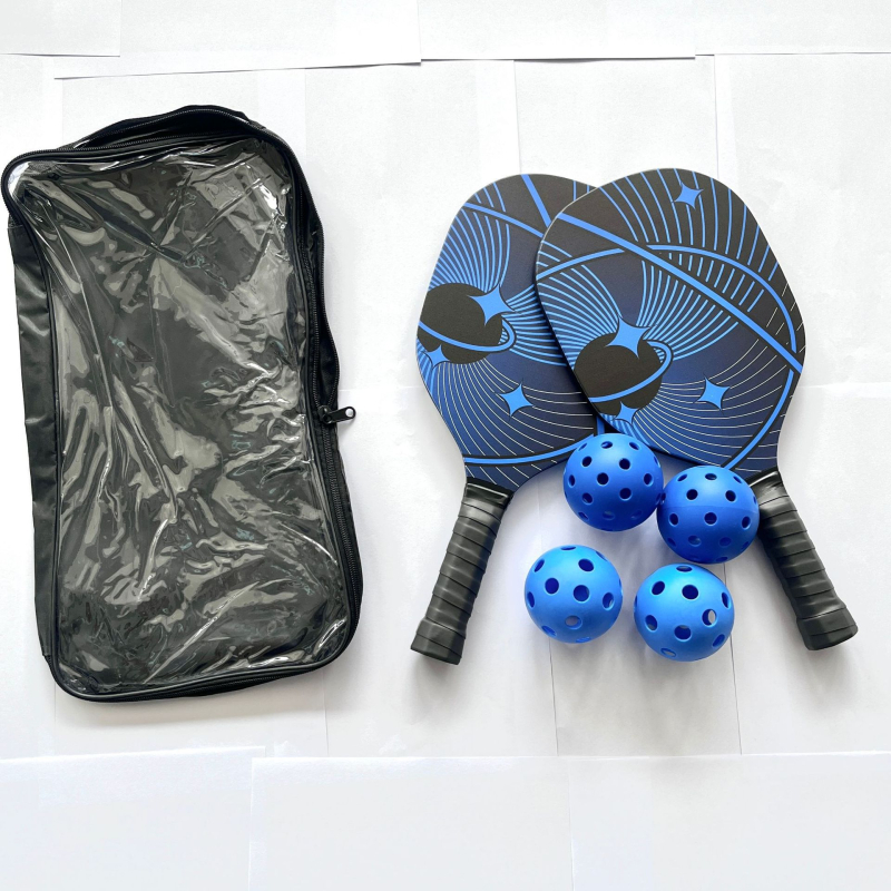 Set de pickleball din lemn MIPICK: 2 rachete și 4 mingi