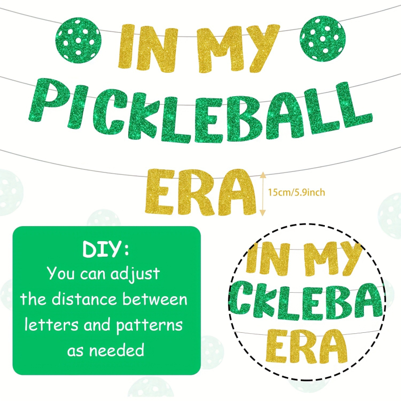 Banner de hârtie pentru decor Pickleball Era – decor tematic sport pentru petrecere de burlaci (Material: hârtie cu sclipici; Stil: petrecere sărbătoritoare; Categorie: decor pentru locație)