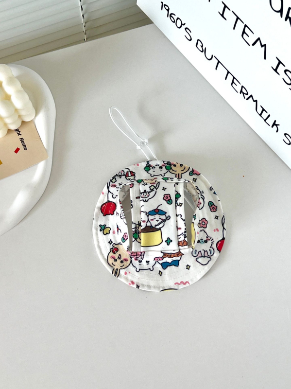 Рибарска шапка с карикатурен принт за котки и кучета, платнена, дишаща и регулируема