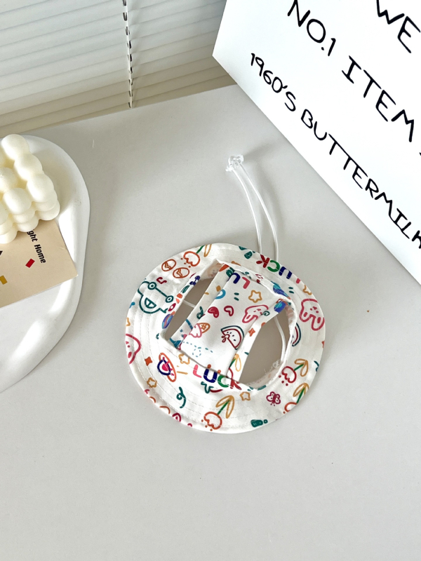 Рибарска шапка с карикатурен принт за котки и кучета, платнена, дишаща и регулируема