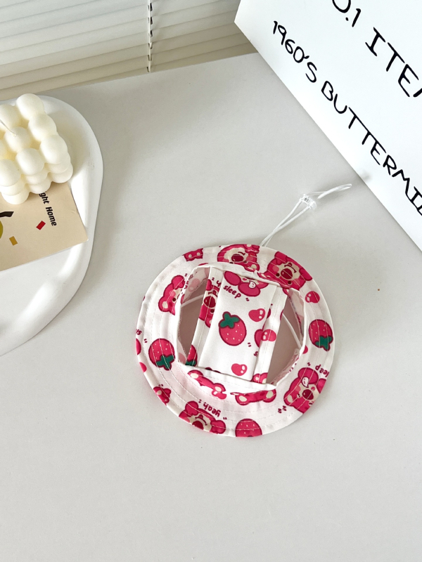 Рибарска шапка с карикатурен принт за котки и кучета, платнена, дишаща и регулируема